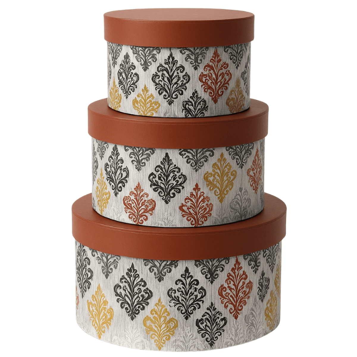 5607 Boho Floral Design Mix Round w/o Lined Paper Gift Box w/o Lined 3x1