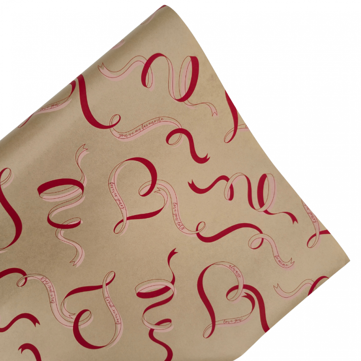 7227 Ribbon Bow & Heart Red 50cmx25m Kraft Paper - 1 Roll