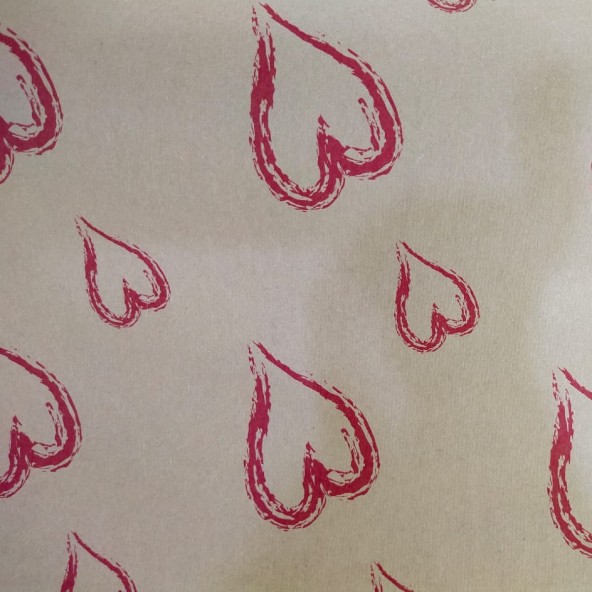 7205 Open Heart Print Red 50cmx25m Kraft Paper - 1 Roll 