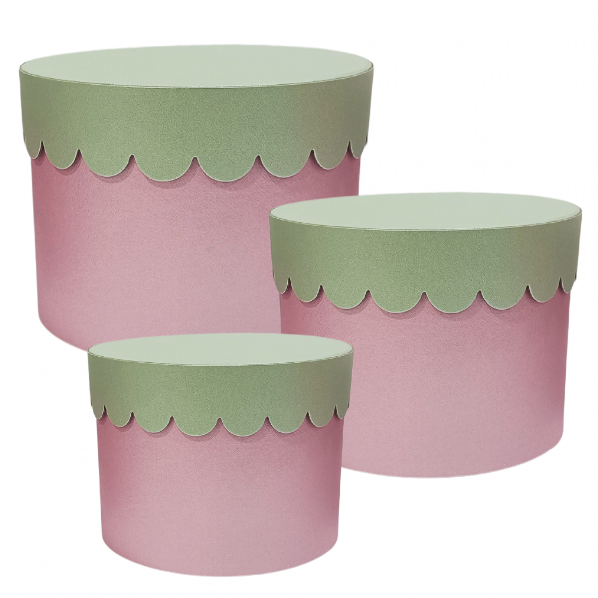 5603 Scalloped Lid Purple/Silver (12 Sets) Round Lined Paper Gift Box