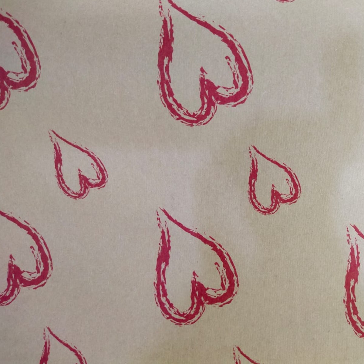7205 Open Heart Print Red 50cmx25m Kraft Paper - 1 Roll