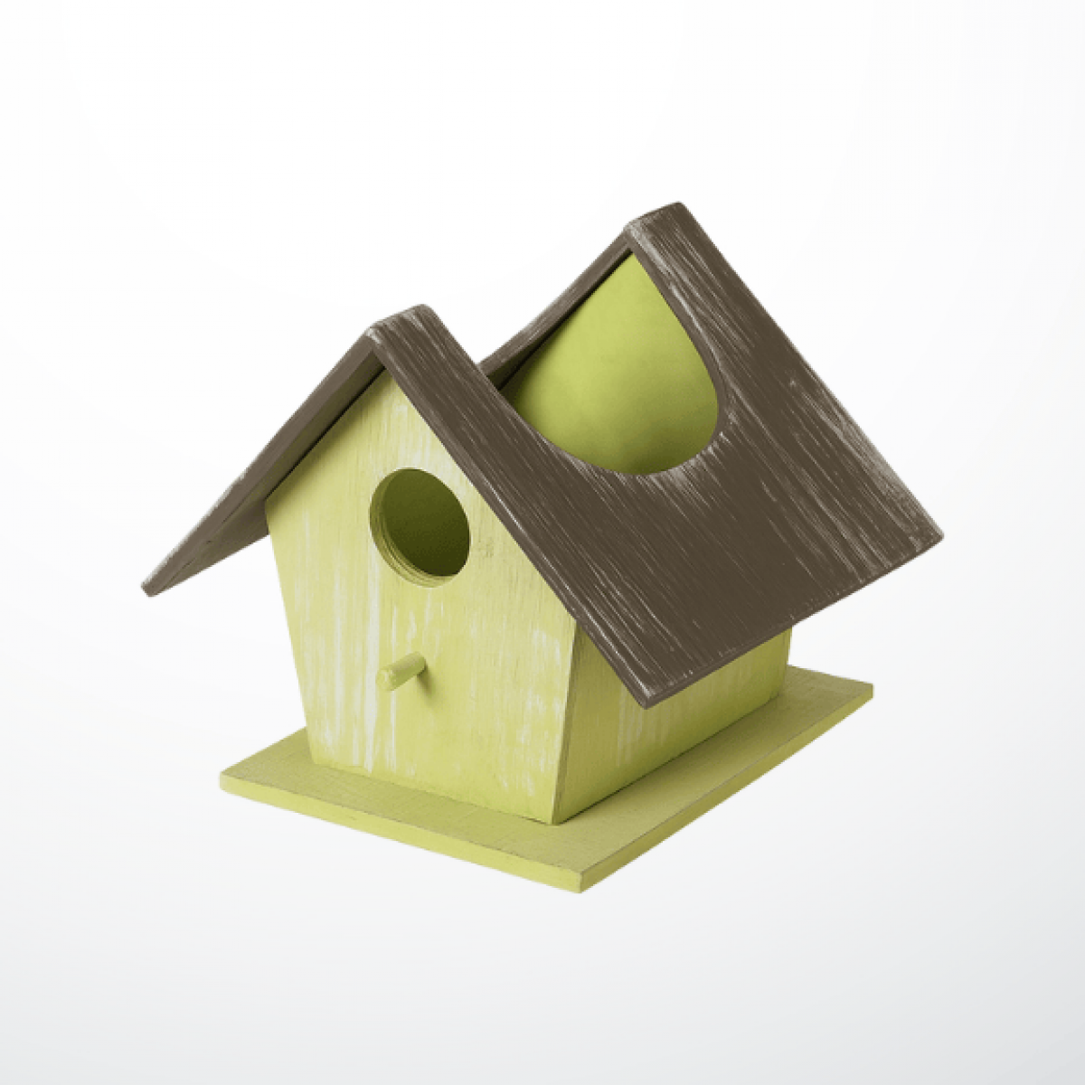 Wooden Crate - Bird House Green & Brown (1 No) 18x15x16cm