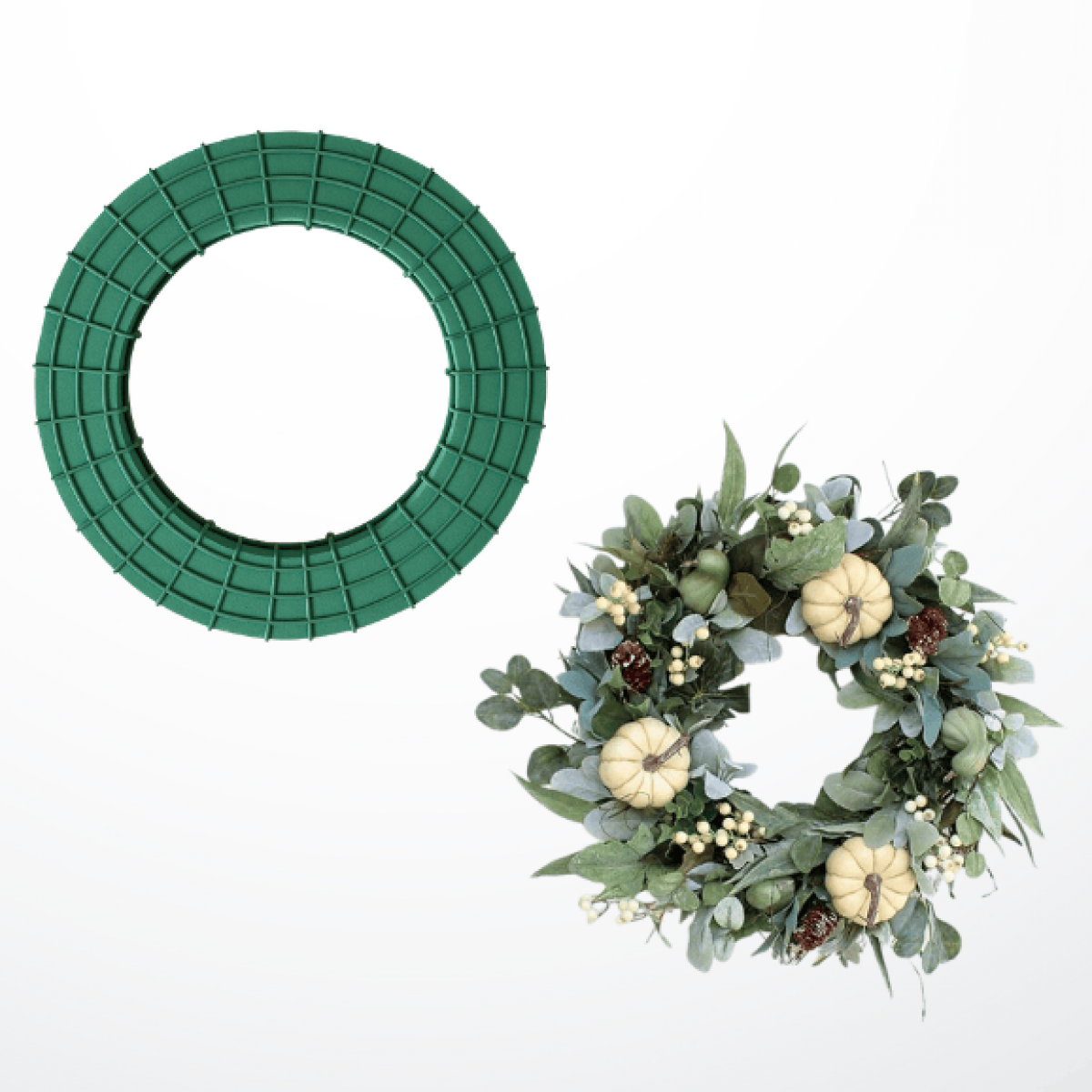 Wreath Floral Foam  (5 Nos) Dia 18cm Plastic Base & Cage