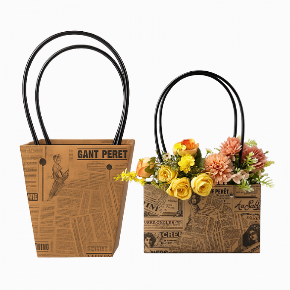 Magazine Print Bags for Flowers & Gift Hampers (10 Nos)