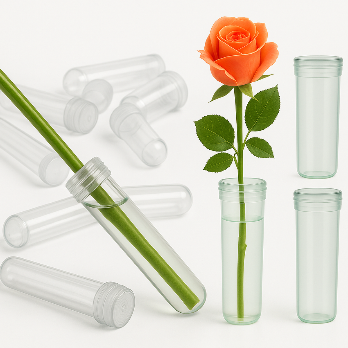 Flower Water Tube  Green & Transparent