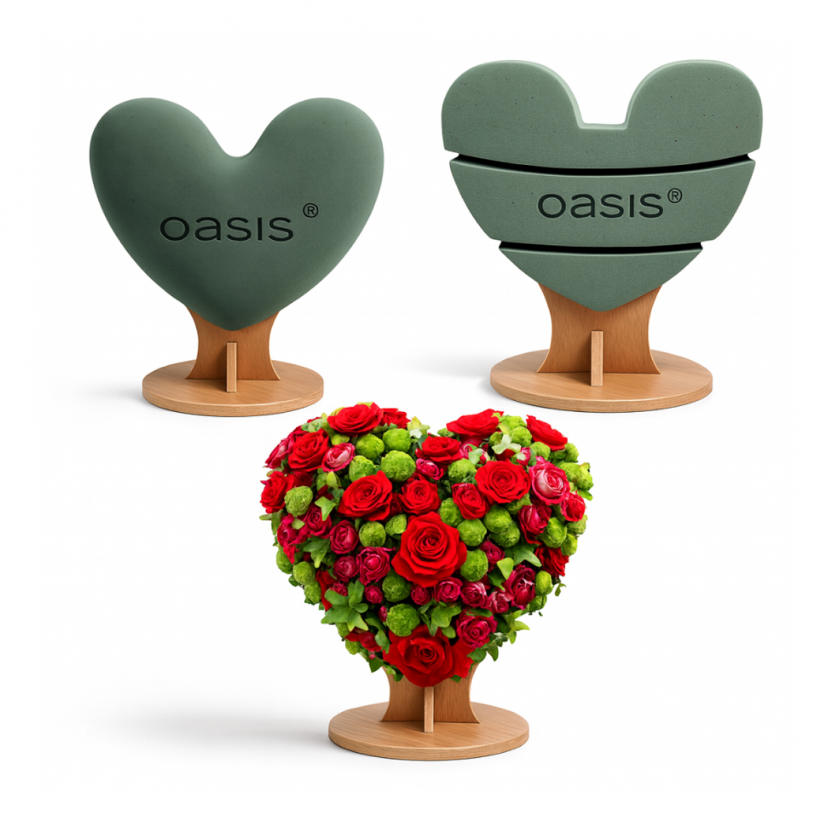 Oasis Bioline Heart with Floral Foam on Both Side & Stand In Middle