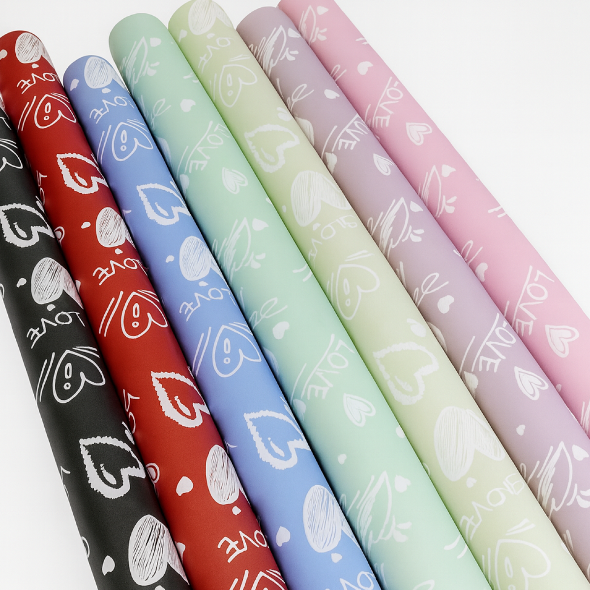 Happy Heart Print 20 Nos - Korean Bouquet Wrapping Sheets