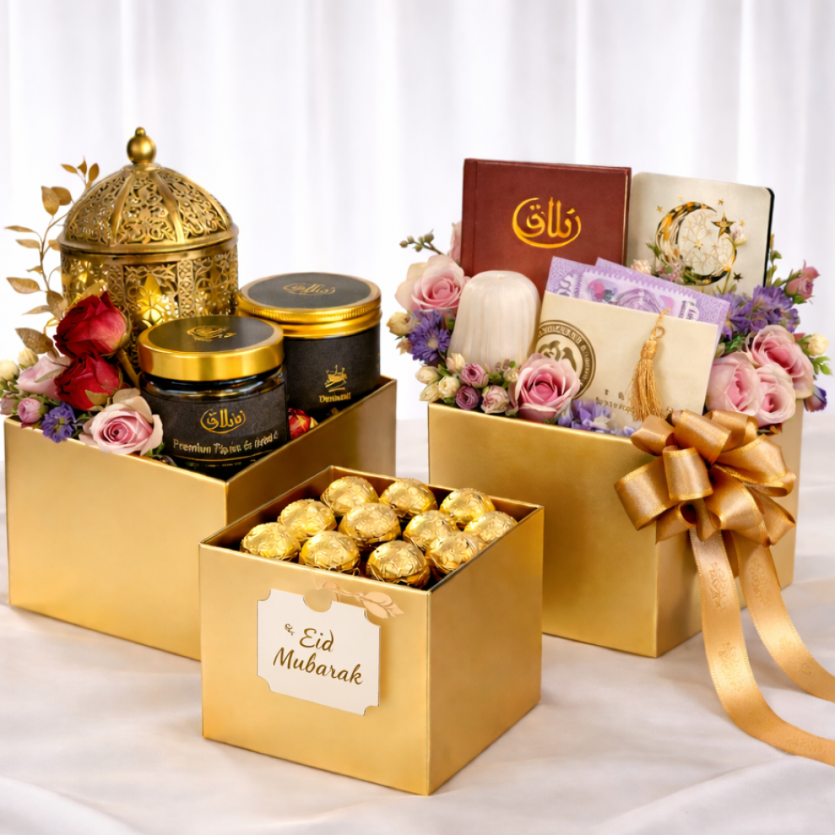 Gold Matt Metallic Finish Box - Set of 3 With Waterproof Liner for Flowers & Gift Hampers